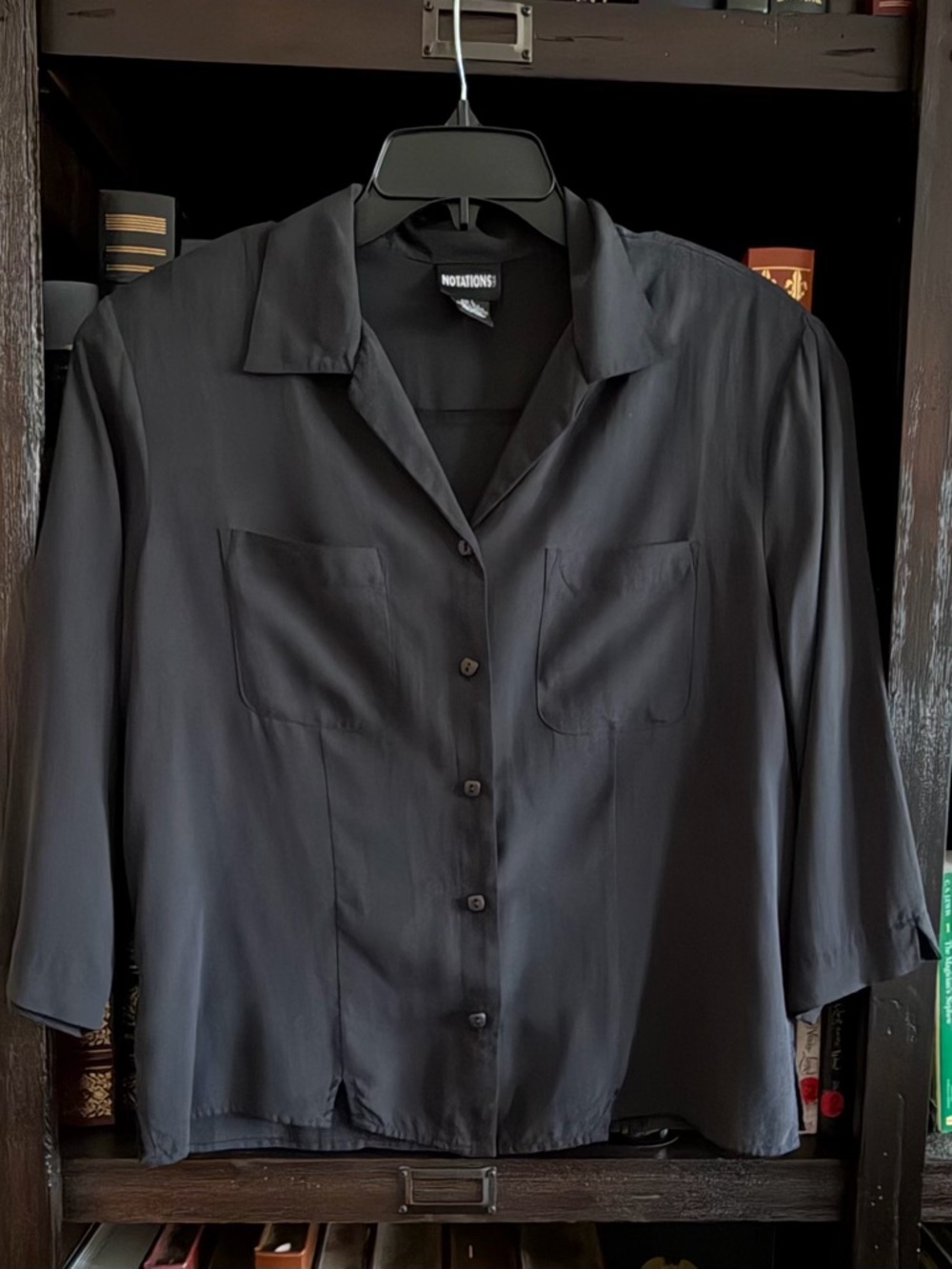 Notations Black Silk Blouse
